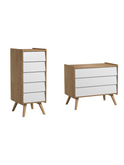 Set 2 Cassettiere naturale / bianco serie Vintage - VOX