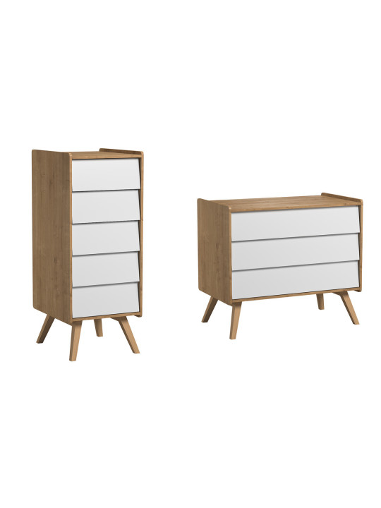 Set 2 Cassettiere naturale / bianco serie Vintage - VOX
