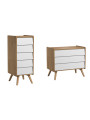 Set 2 Cassettiere naturale / bianco serie Vintage - VOX