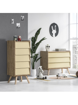 Vintage 2 Chest of Drawers natural / yellow Set - VOX