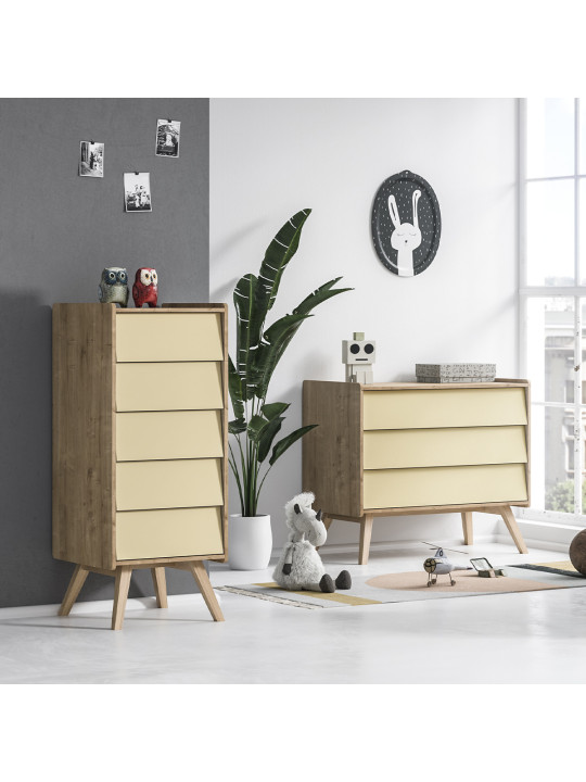 Vintage 2 Chest of Drawers natural / yellow Set - VOX
