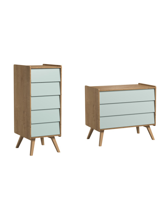 Set 2 Cassettiere naturale / verde serie Vintage - VOX