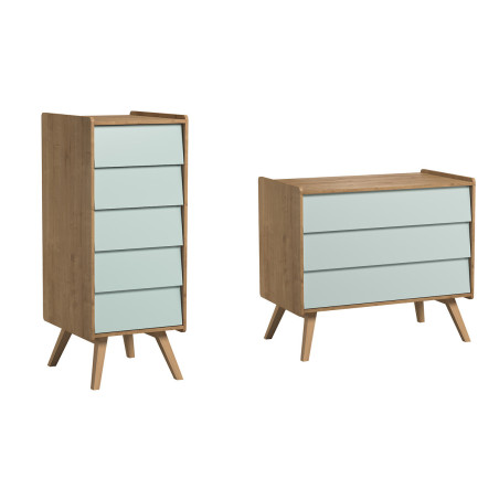 Set 2 Cassettiere naturale / verde serie Vintage - VOX
