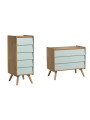 Set 2 Cassettiere naturale / verde serie Vintage - VOX