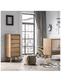 Set Culla 60x120 e Cassettiera alta naturale serie Vintage - VOX