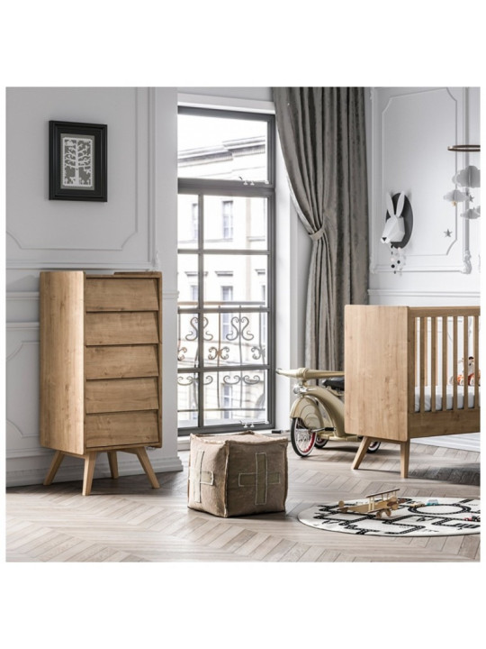 Vintage Cot 60x120 and Tall Chest of Drawers Set - VOX