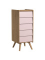 Set Culla 60x120 e Cassettiera alta naturale / rosa serie Vintage - VOX