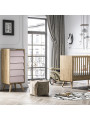Set Culla 60x120 e Cassettiera alta naturale / rosa serie Vintage - VOX