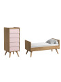 Set Culla / Lettino 70x140 e Cassettiera alta naturale / rosa serie Vintage - VOX
