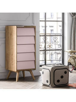 Set Culla / Lettino 70x140 e Cassettiera alta naturale / rosa serie Vintage - VOX