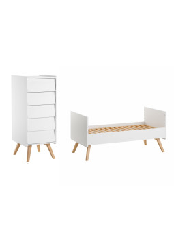 Set Culla / Lettino 70x140 e Cassettiera alta bianca serie Vintage - VOX