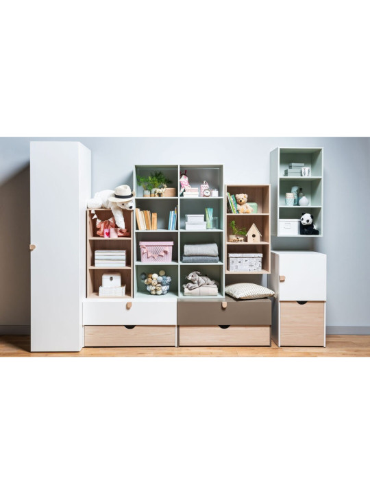 Libreria componibile per bambini e ragazzi in legno naturale o blu o pistacchio - collezione Stige di VOX