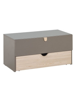 Comò modulare con Cassetto removibile per bambini e ragazzi in legno taupe e bianco - collezione Stige di VOX