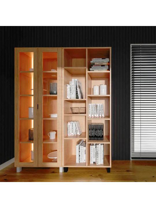 Children's Narrow Double Bookcase Simple Oak - VOX