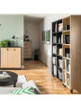 Children's Narrow Double Bookcase Simple Oak - VOX