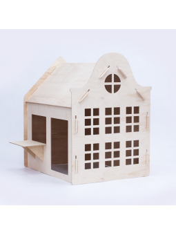 Casa delle Bambole in Legno per Bambini a forma di Torre Olandese con Orologio