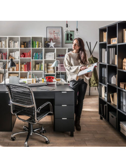 Libreria bassa Low per bambini e ragazzi in legno rovere o nera o bianca o grigia - collezione Simple di VOX