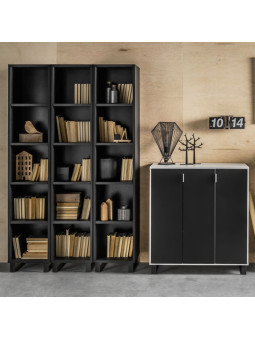 Narrow Single Bookcase for Children and Teenagers in natural or grey or black or white wood Simple collection by VOX
