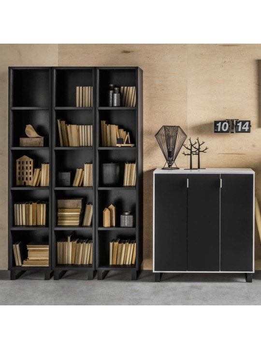 Narrow Single Bookcase for Children and Teenagers in natural or grey or black or white wood Simple collection by VOX