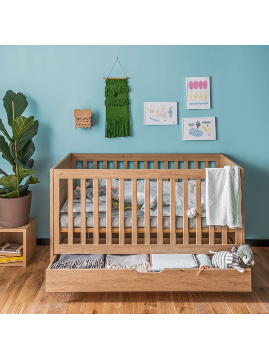 Next to me 70x140 Cot Bed with drawer Simple Grey - VOX