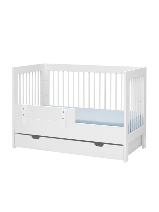 Culla per neonati trasformabile in Lettino per Bambini 120x60cm in Legno di Faggio Bianco