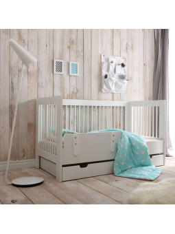 Baby cot convertible into a 120x60cm Children's Bed in White Beech Wood