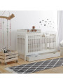Culla per neonati trasformabile in Lettino per Bambini 120x60cm in Legno di Faggio Bianco