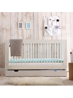Culla per neonati trasformabile in Lettino per Bambini 140×70cm in Legno di Faggio Bianco