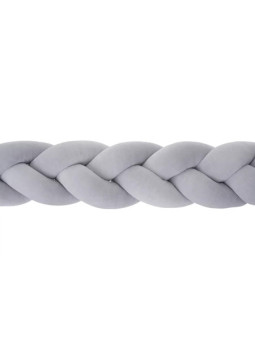 Braided Bumper Cushion for Cribs and Cot Beds in Soft Velvet Cotton with Grey by Bellamy