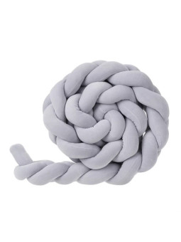 Braided Bumper Cushion for Cribs and Cot Beds in Soft Velvet Cotton with Grey by Bellamy