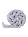 Braided Bumper Cushion for Cribs and Cot Beds in Soft Velvet Cotton with Grey by Bellamy