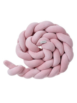 Braided Bumper Cushion for Cribs and Cot Beds in Pink Soft Velvet Cotton by Bellamy