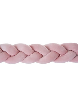 Braided Bumper Cushion for Cribs and Cot Beds in Pink Soft Velvet Cotton by Bellamy