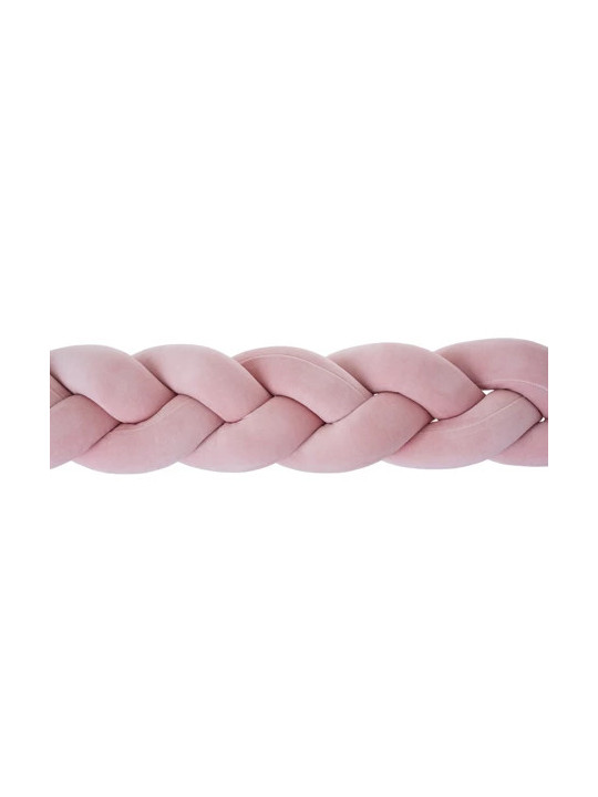 Braided Bumper Cushion for Cribs and Cot Beds in Pink Soft Velvet Cotton by Bellamy