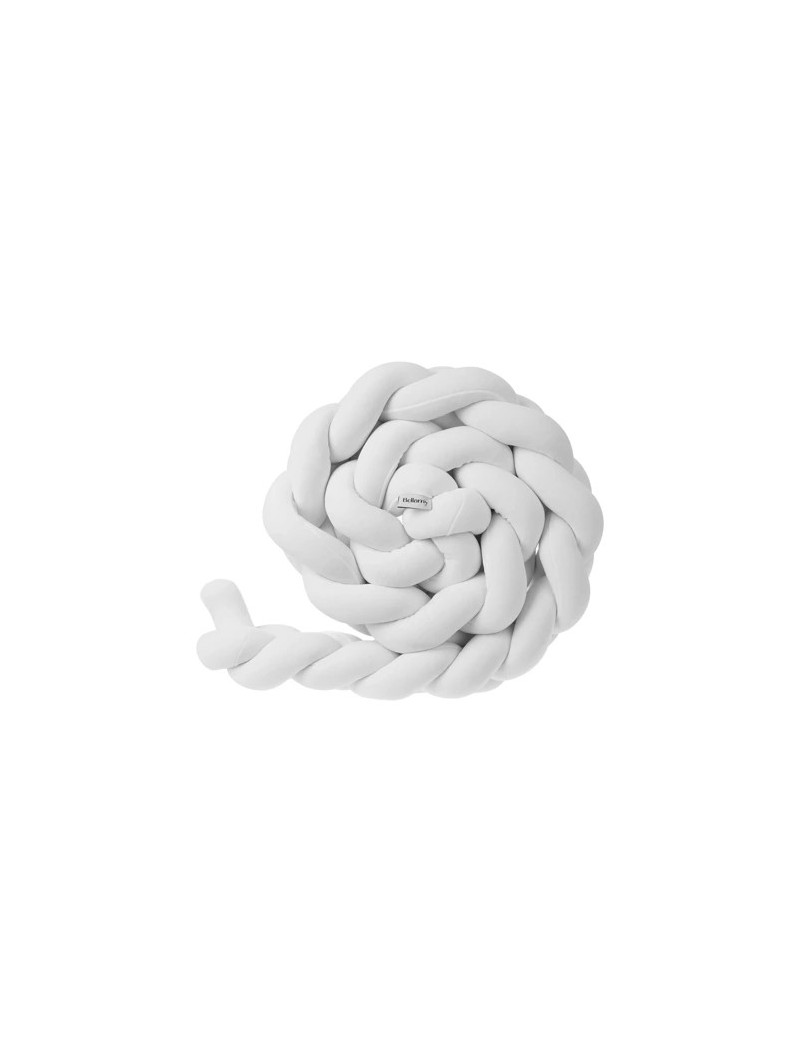 Braided Bumper Cushion for Cribs and Cot Beds in white Soft Velvet Cotton by Bellamy