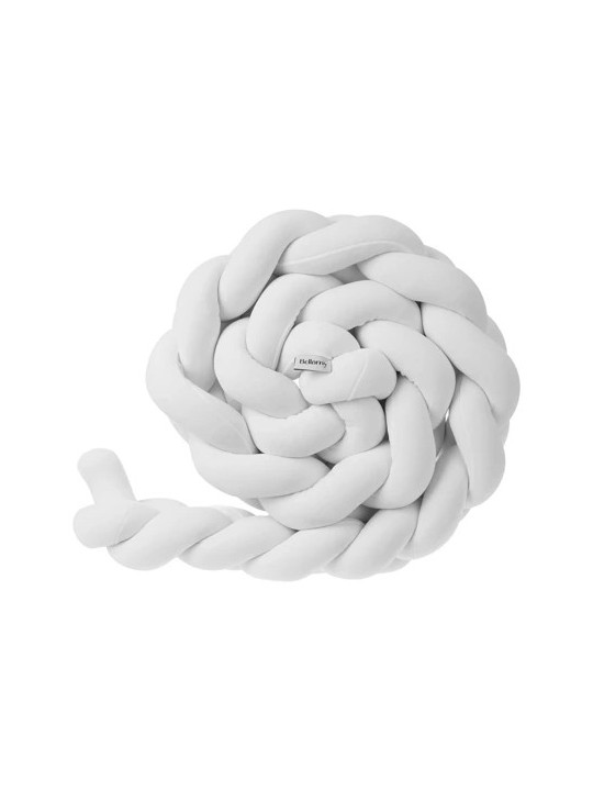 Braided Bumper Cushion for Cribs and Cot Beds in white Soft Velvet Cotton by Bellamy