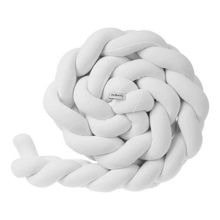 Braided Bumper Cushion for Cribs and Cot Beds in white Soft Velvet Cotton by Bellamy