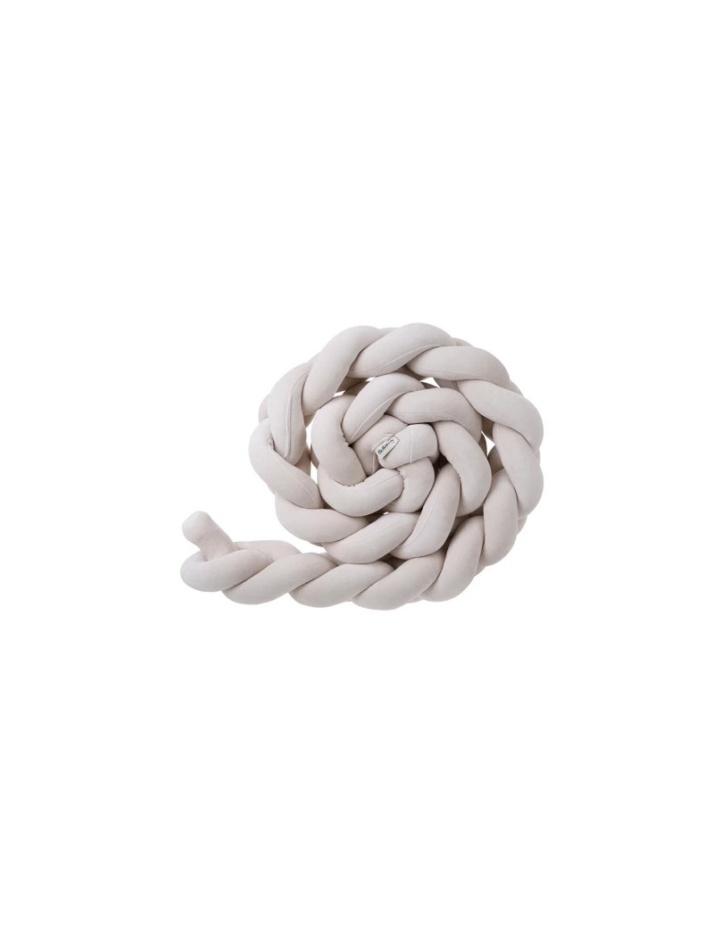 Cuscino paracolpi per culle e lettini a forma di treccia in morbido cotone effetto velluto beige by Bellamy