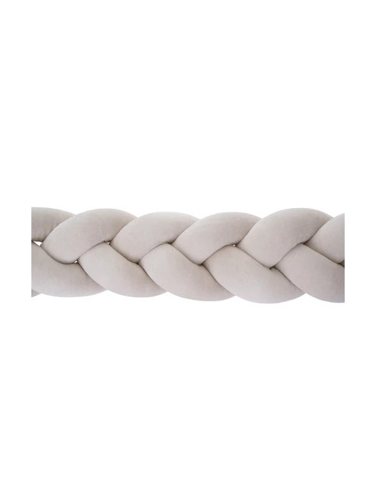 Cuscino paracolpi per culle e lettini a forma di treccia in morbido cotone effetto velluto beige by Bellamy