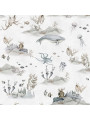 Carta da Parati Tappezzeria per Cameretta dei Bambini Underwater World White by Dekornik