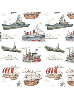 Wallpaper for Children's Bedroom Ships Color / Industrial Evolution by Dekornik