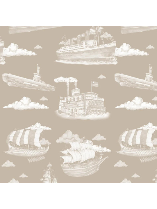 Carta da Parati Tappezzeria per Cameretta dei Bambini Ships Sepia Screen / Industrial Evolution by Dekornik