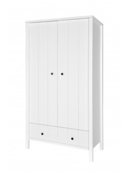 Children's 2-Door Wardrobe Allpin in White Wood - Novelies
