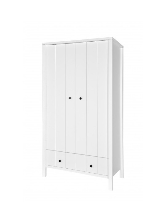 Children's 2-Door Wardrobe Allpin in White Wood - Novelies