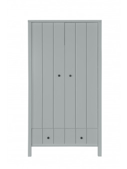 Children's Kids Boys Girls 2-Door Wardrobe Allpin in Grey Wood - Novelies