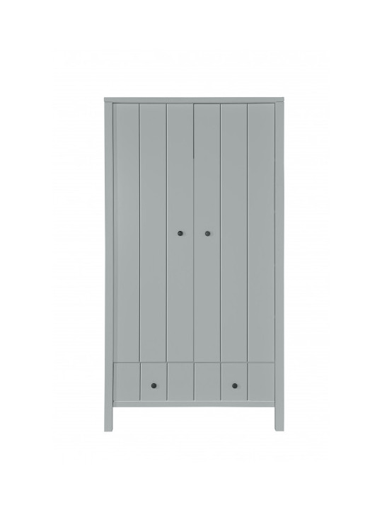 Children's Kids Boys Girls 2-Door Wardrobe Allpin in Grey Wood - Novelies
