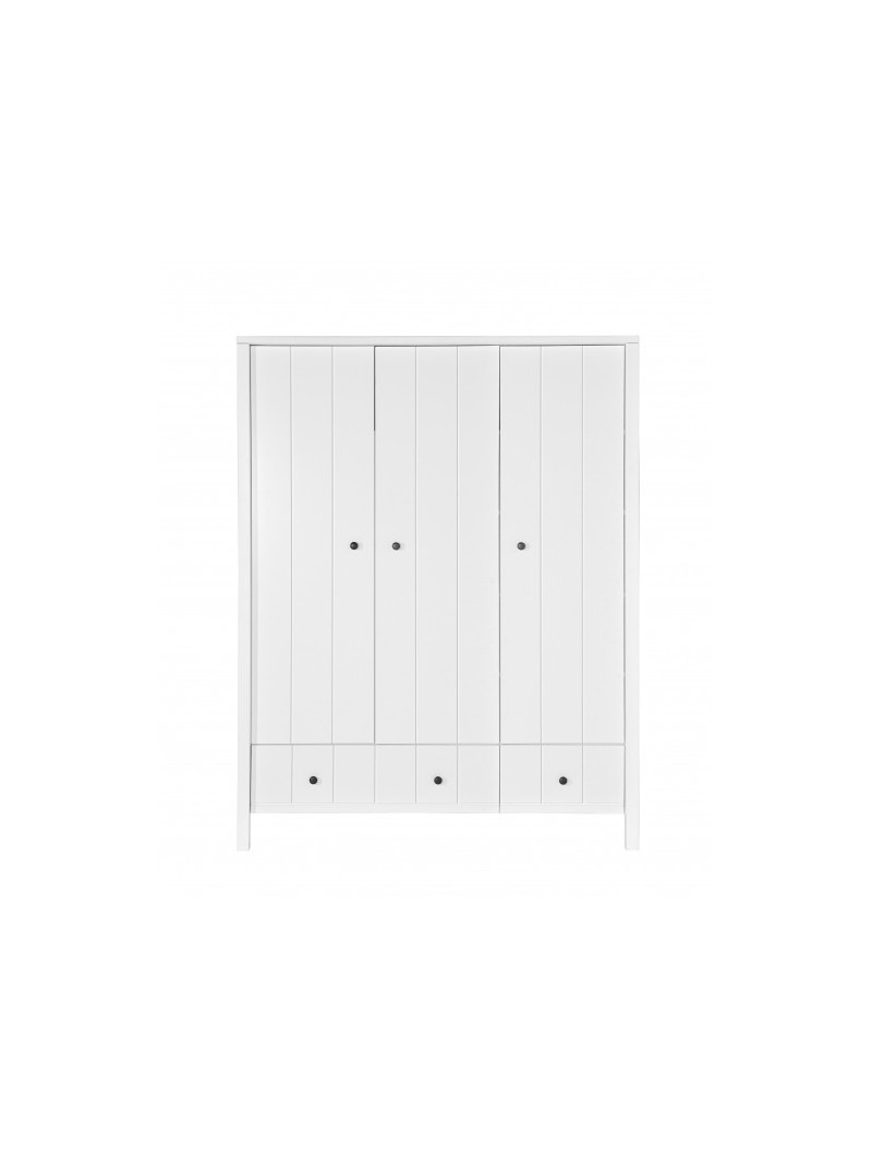 Kids Newborn Children's 3-Door Wardrobe Allpin in White Wood - Novelies