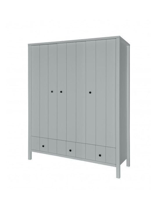Armadio 3 ante per Bambini Ragazzi Neonati Camerette Allpin in Legno Grigio - Novelies