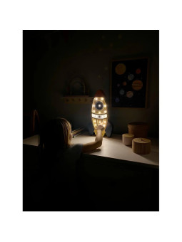 Rocket beige Handmade Wooden Kids Newborn Children's Lamp - Peekaboo