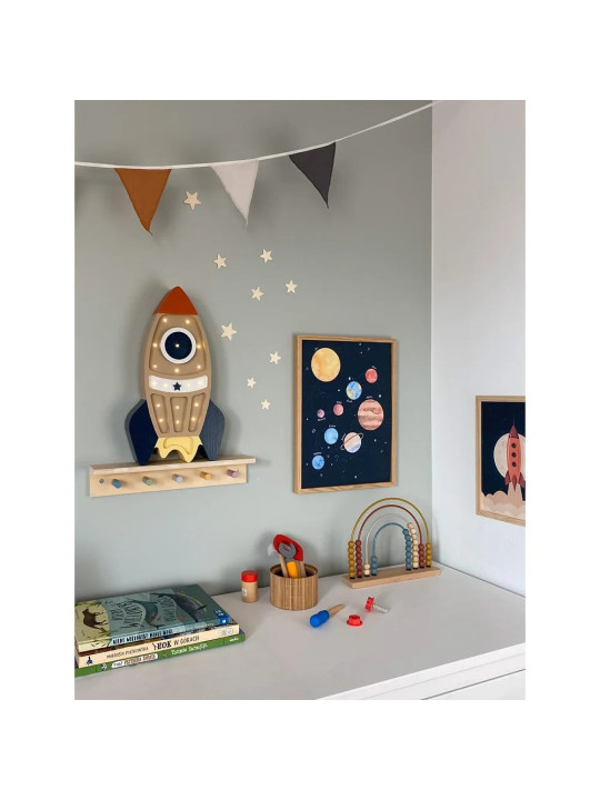 Rocket beige Handmade Wooden Kids Newborn Children's Lamp - Peekaboo
